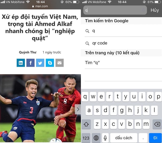 Tìm nhanh tại trang web với Safari
