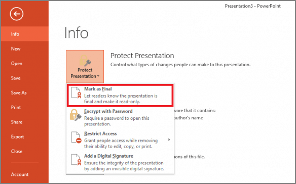 Cách tạo mật khẩu file PowerPoint 