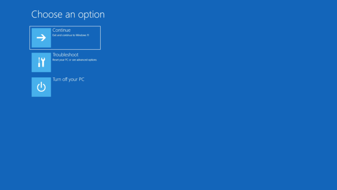 Menu khắc phục sự cố trên Windows.