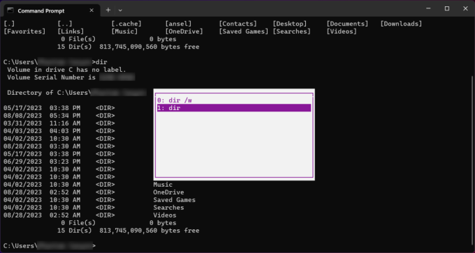 Lịch sử chạy cmd trên Windows 11.