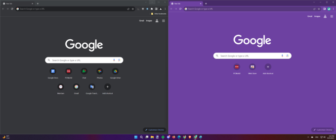 Hai phiên bản ứng dụng Chrome với hai tài khoản khác nhau trên Windows 11.