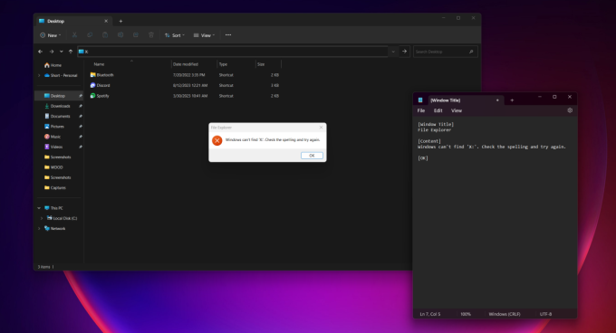 Một thông báo lỗi trên Windows 11