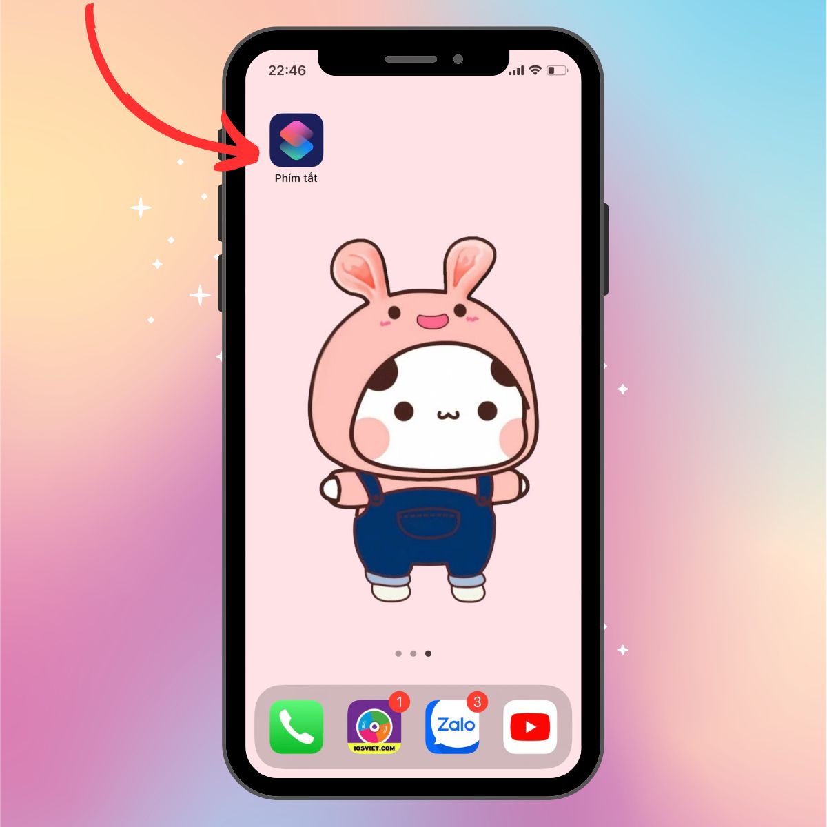 Bước 2: Kế tiếp, ở màn hình chính bạn hãy chọn vào công cụ Phím tắt. Bước 2: Kế tiếp, ở màn hình chính bạn hãy chọn vào công cụ Phím tắt.