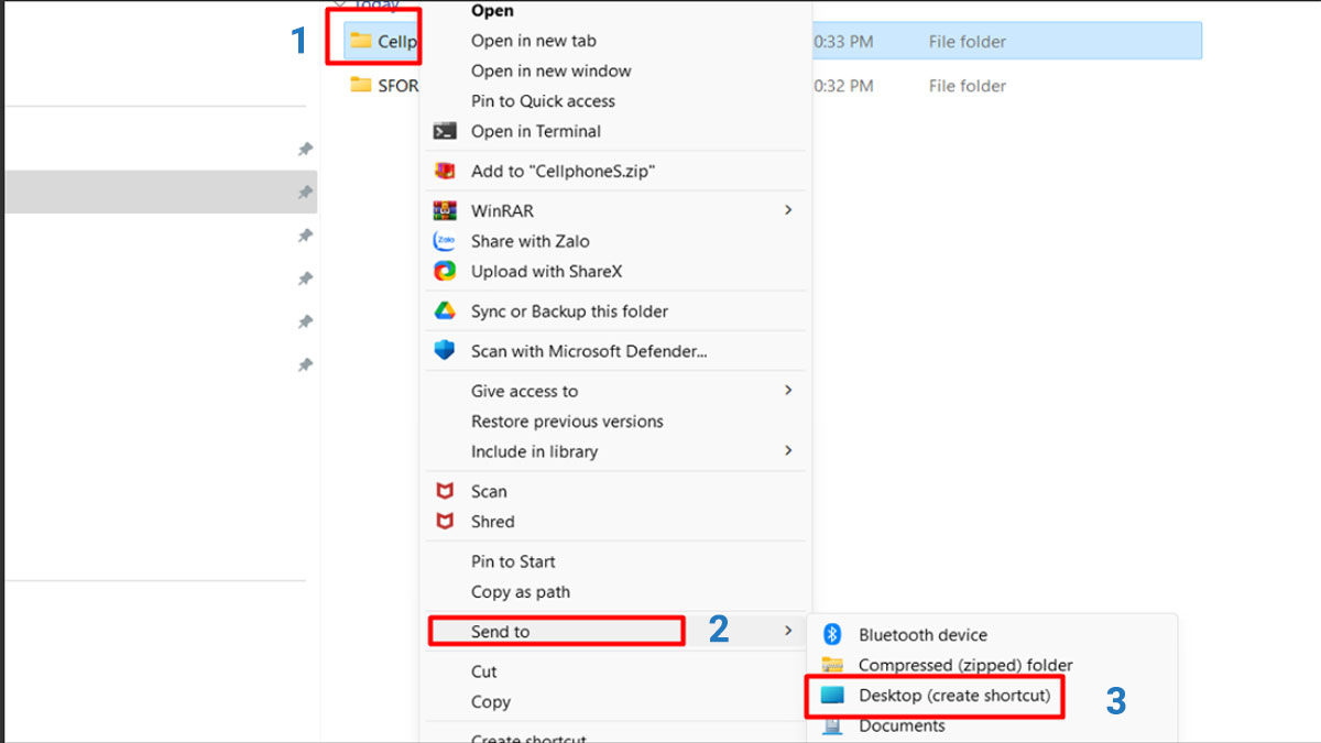 Cách tạo Shortcut desktop bằng lệnh Send to