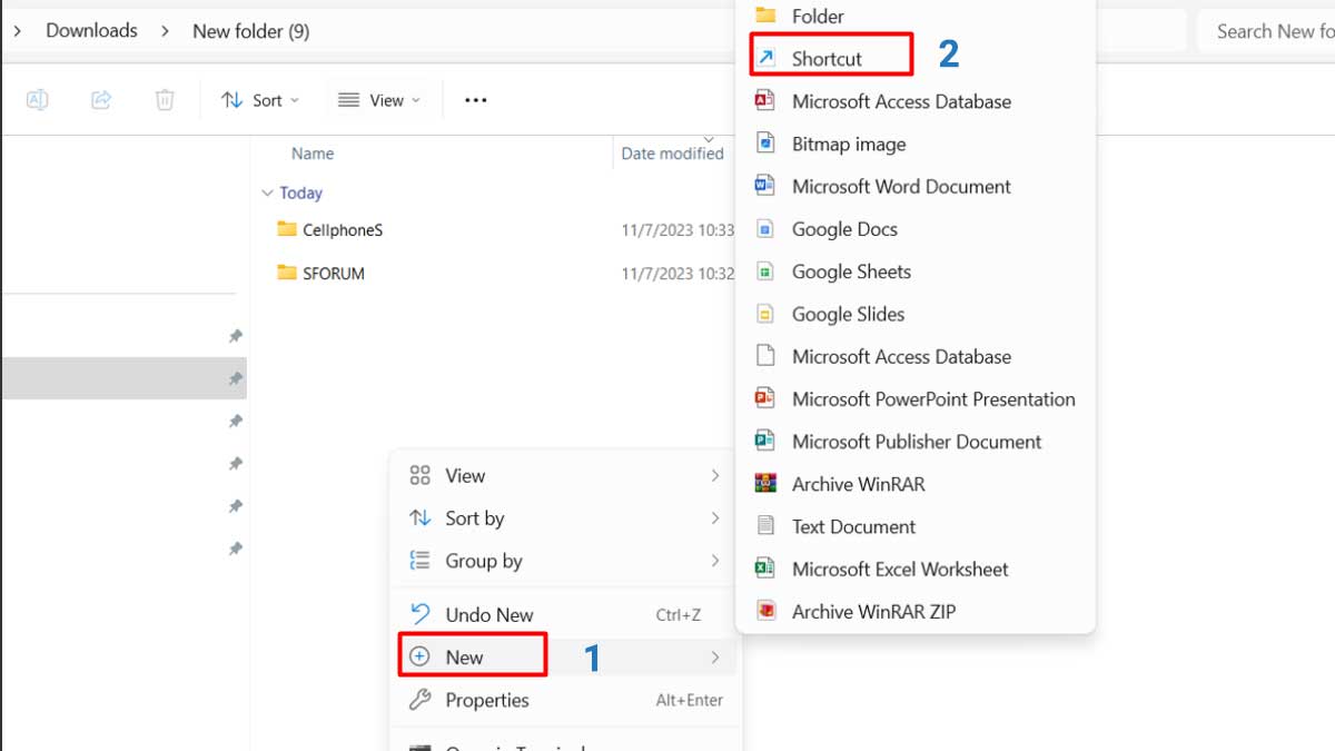 Tạo đường dẫn Shortcut thủ công