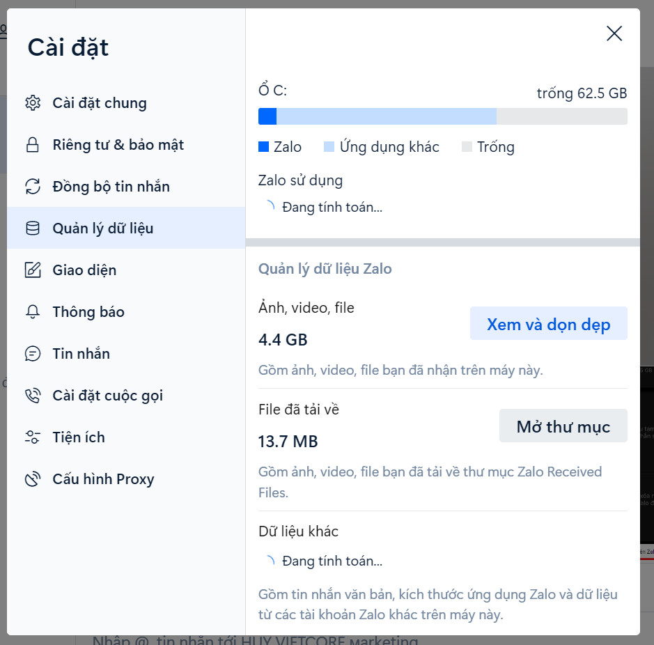 Cách xóa dữ liệu chat Zalo trên máy tính Cách xóa dữ liệu chat Zalo trên máy tính