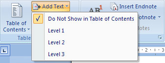 Đánh dấu các mục bằng Add Text của Table of Contents