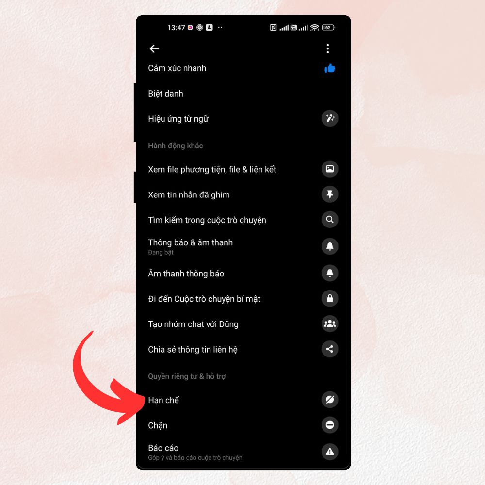 Cách hạn chế tin nhắn Messenger từ một người cụ thể bước 2