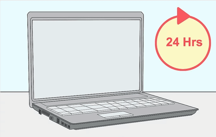 Để khô laptop ít nhất 24h