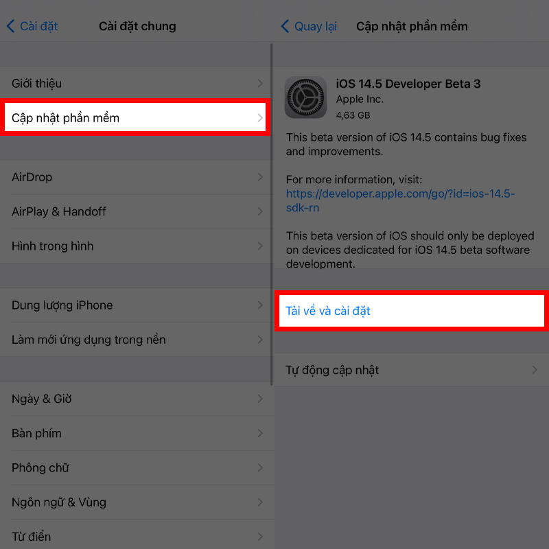Cập nhật iOS 14.5 Beta 3 bước 4 Cập nhật iOS 14.5 Beta 3 bước 4