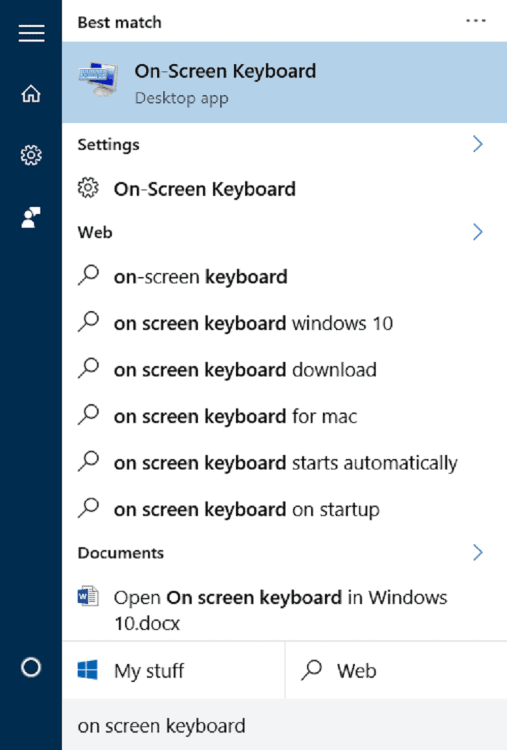 mở bàn phím ảo trên win10