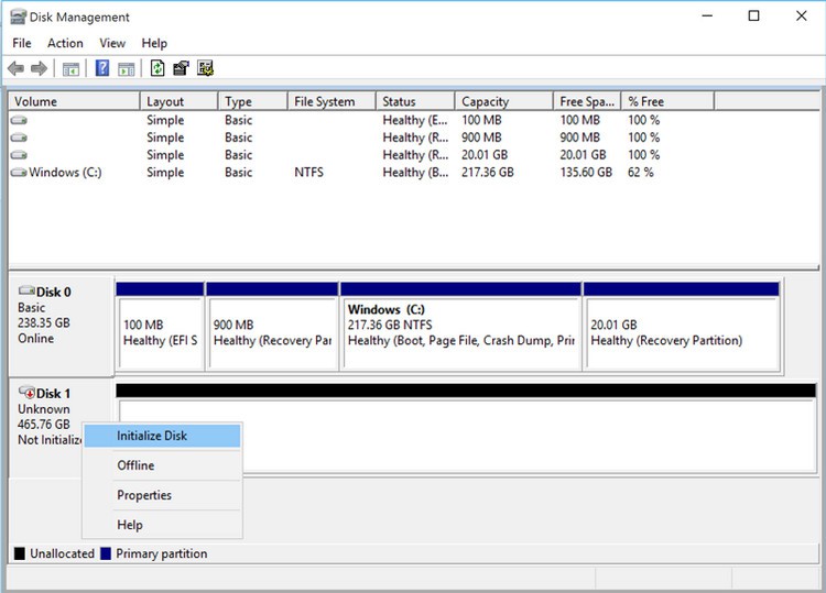 Ổ SSD báo Not Initialized