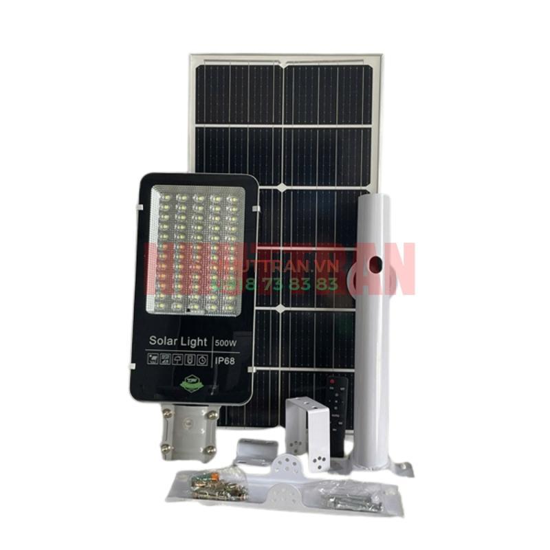 Đèn đường năng lượng mặt trời 500W, 60 chip led 5054, 8 viên pin 32700, tấm pin mono 700x350
