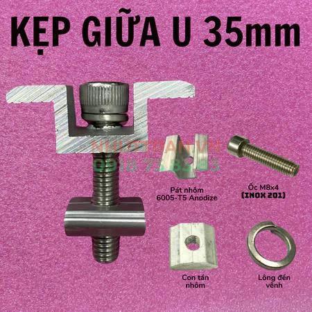 Kẹp giữa năng lượng mặt trời 30/35/40mm - Có Ốc Tán Inox 201