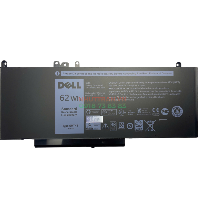 Pin Latitude E5450 E5470 E5570 62Wh 6MT4T Zin