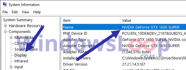 Tên GPU và số model sẽ nằm bên cạnh phần Name Tên GPU và số model sẽ nằm bên cạnh phần Name