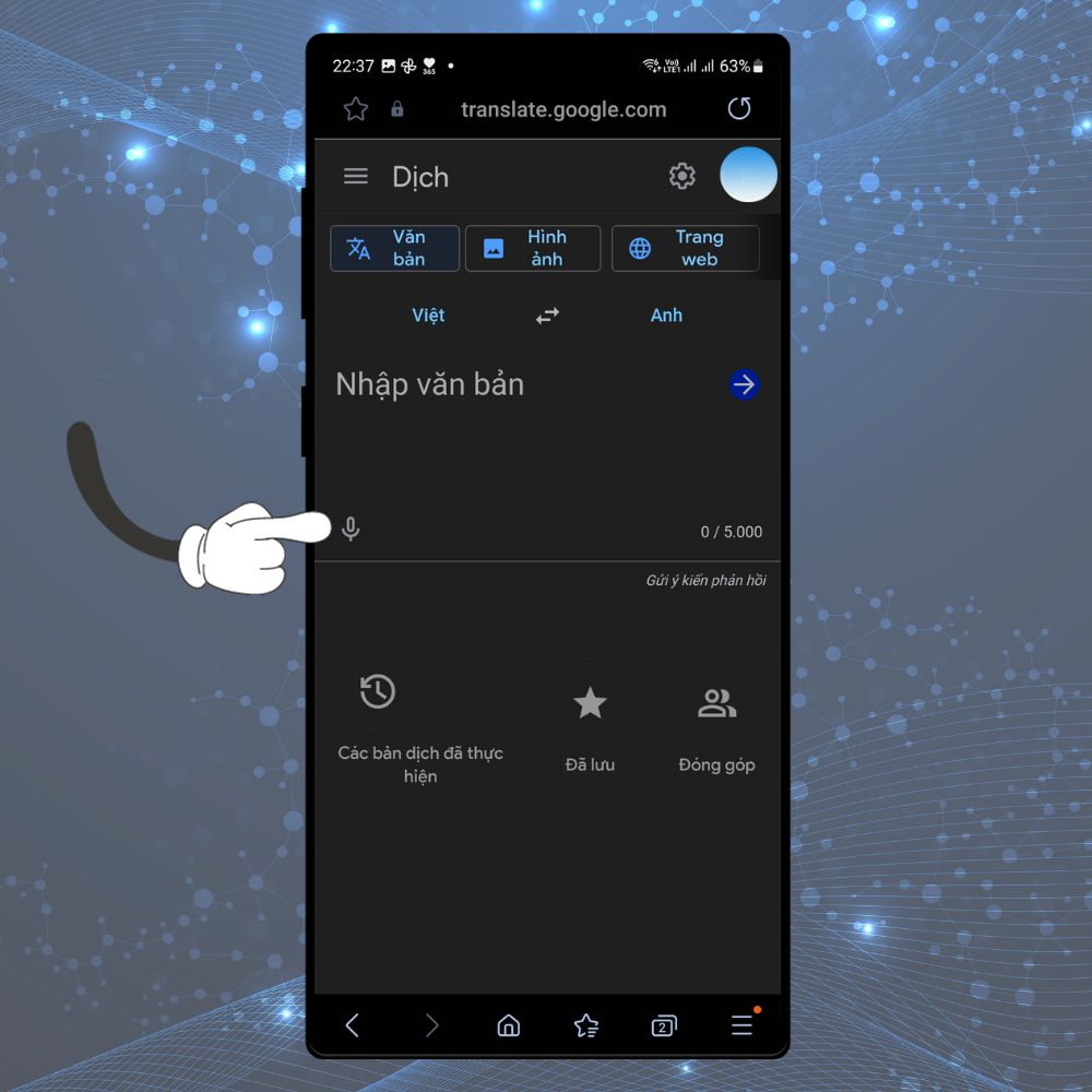 nhấn vào biểu tượng microphone (mic) mà bạn sẽ thấy ngay bên cạnh hộp nhập văn bản. 