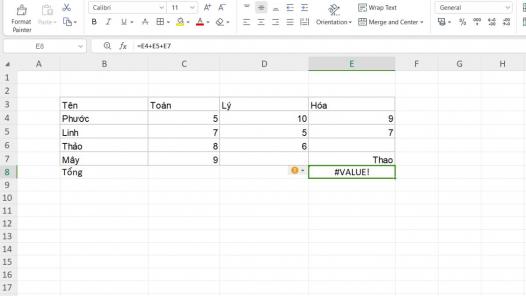 Các lỗi trong Excel thường gặp và cách khắc phục đơn giản