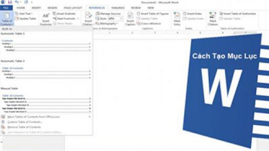 Cách tạo mục lục trong Word tự động cho Word 