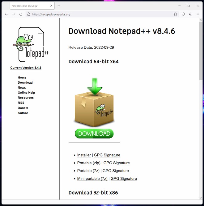 Trang tải Notepad++ giả mạo