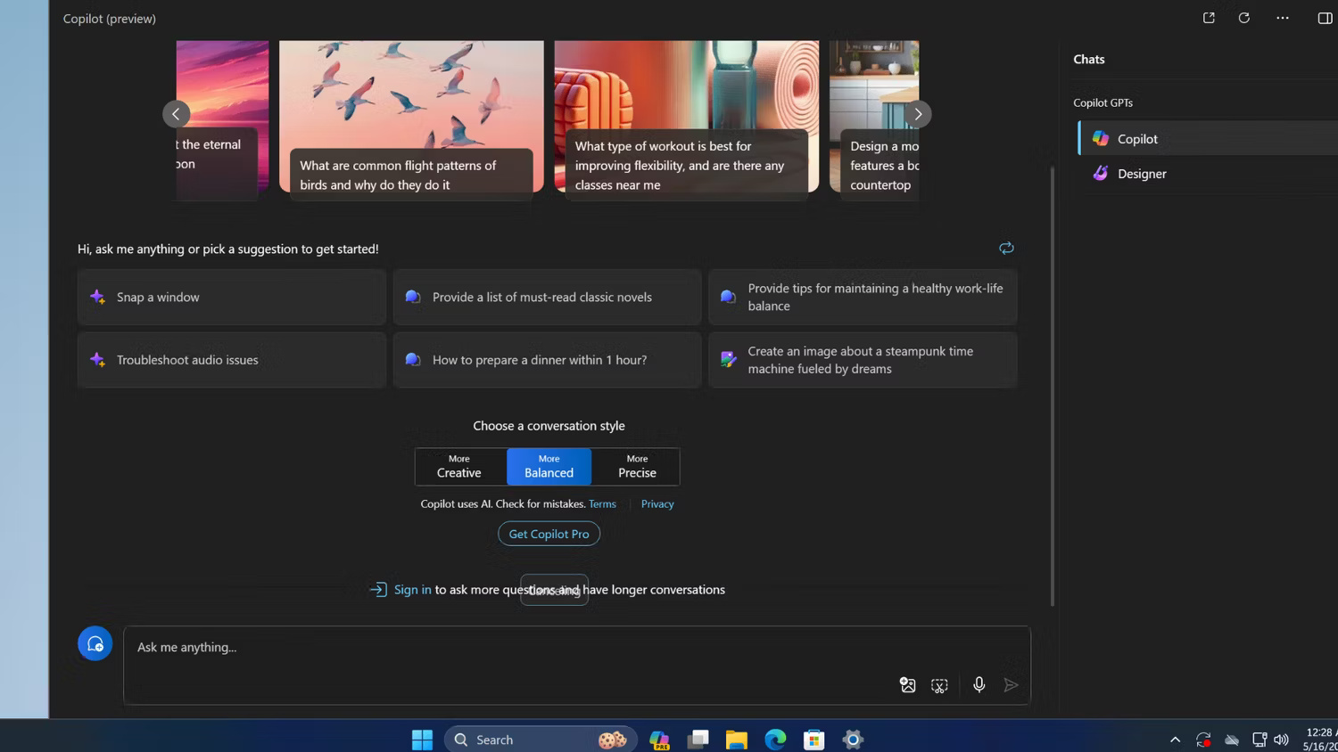 Copilot cần tài khoản Microsoft để tiếp tục tìm kiếm