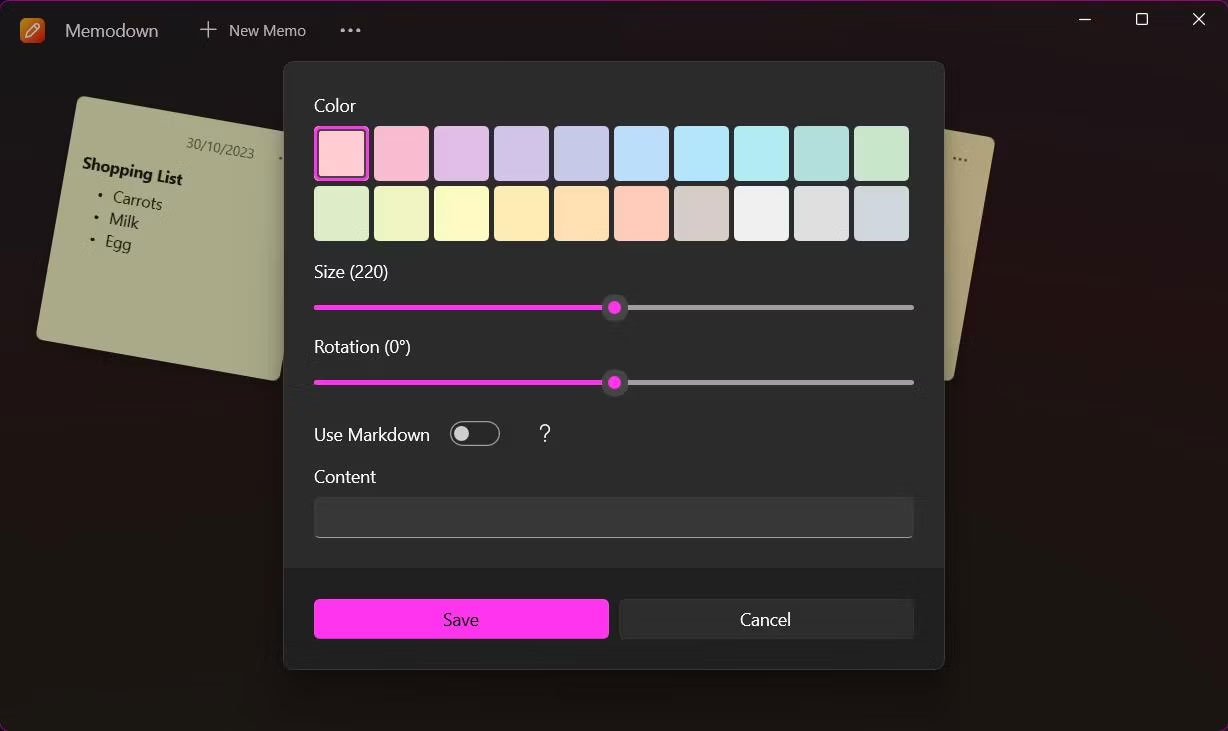 Widget Memodown trên Windows 11